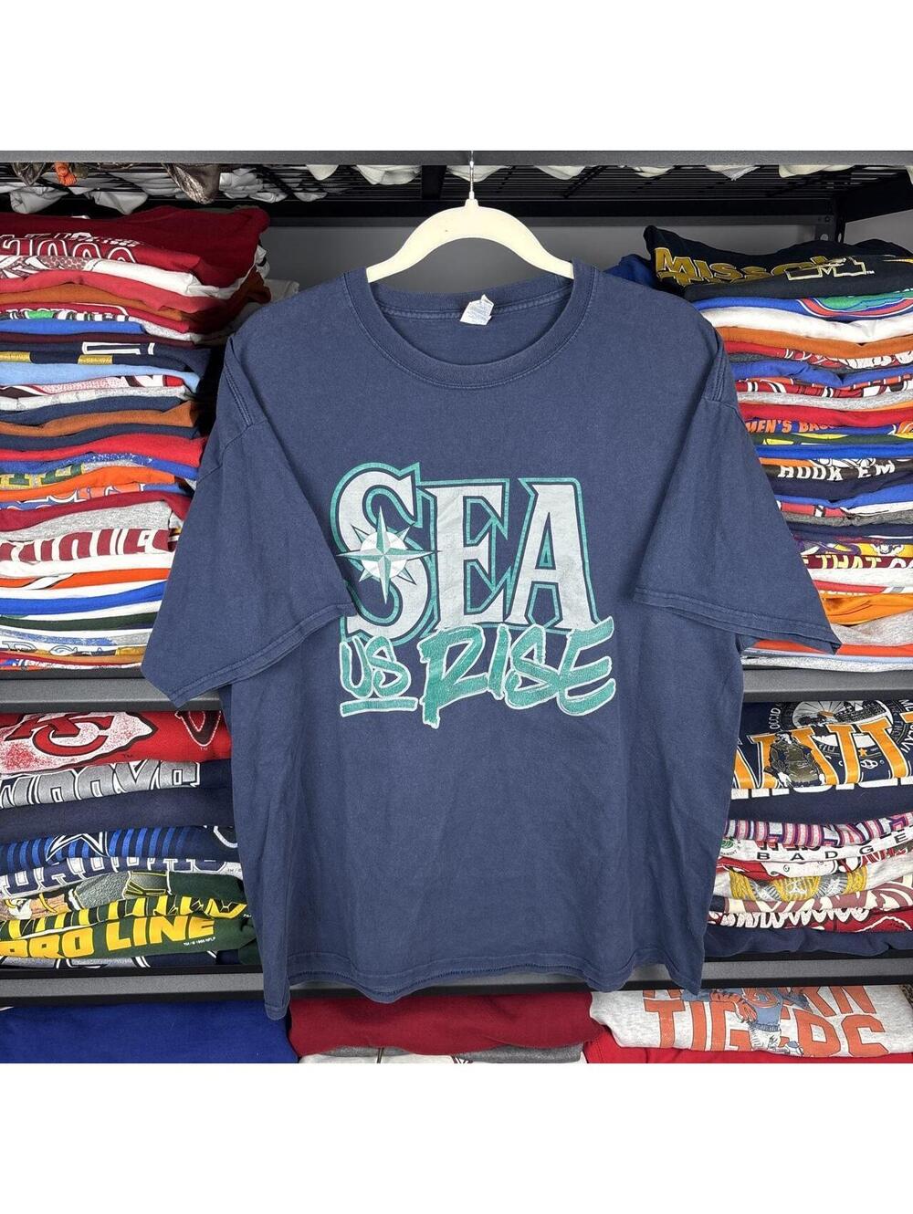 Vintage Y2K Seattle Mariners Sea Us Rise Graphic Tee Port & Company XL